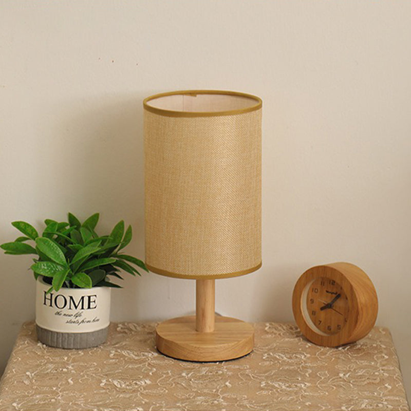 Dimmable LED Table Lamp – Bamboo Base & Fabric Shade, USB Bedside Light for Bedroom or Desk