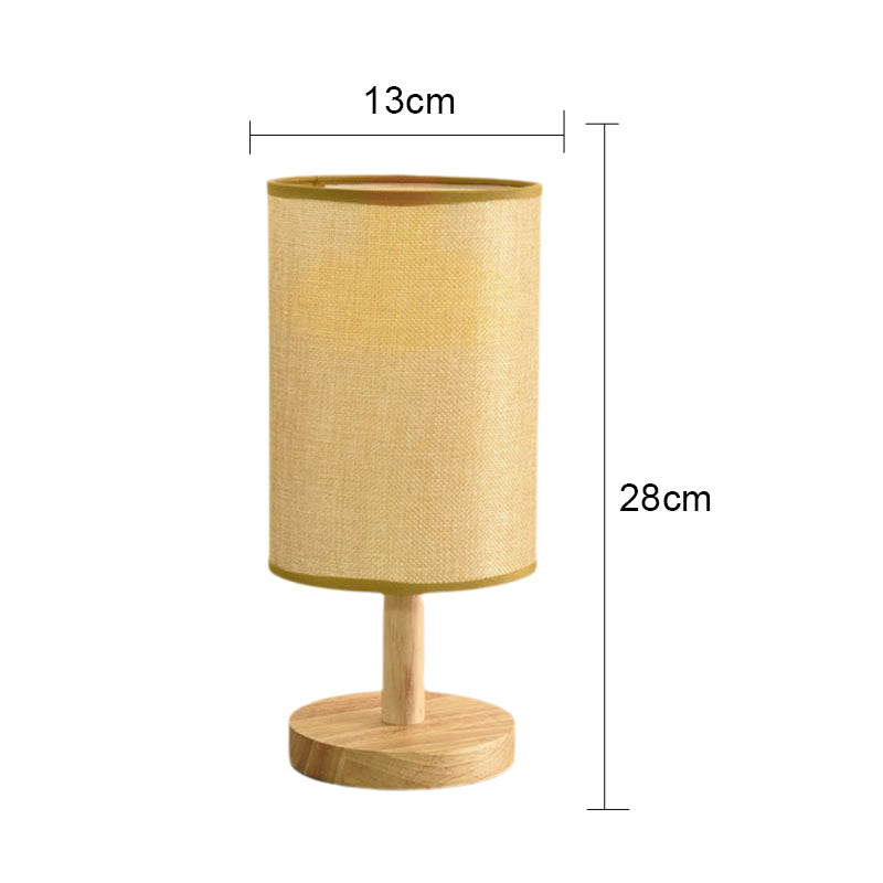 Dimmable LED Table Lamp – Bamboo Base & Fabric Shade, USB Bedside Light for Bedroom or Desk