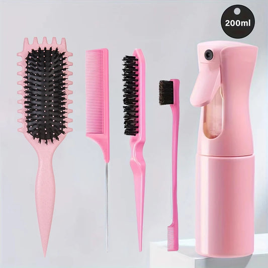 5Pcs Curl Candy Brush, Curved Rat Tail Comb, and Edge Control Brush