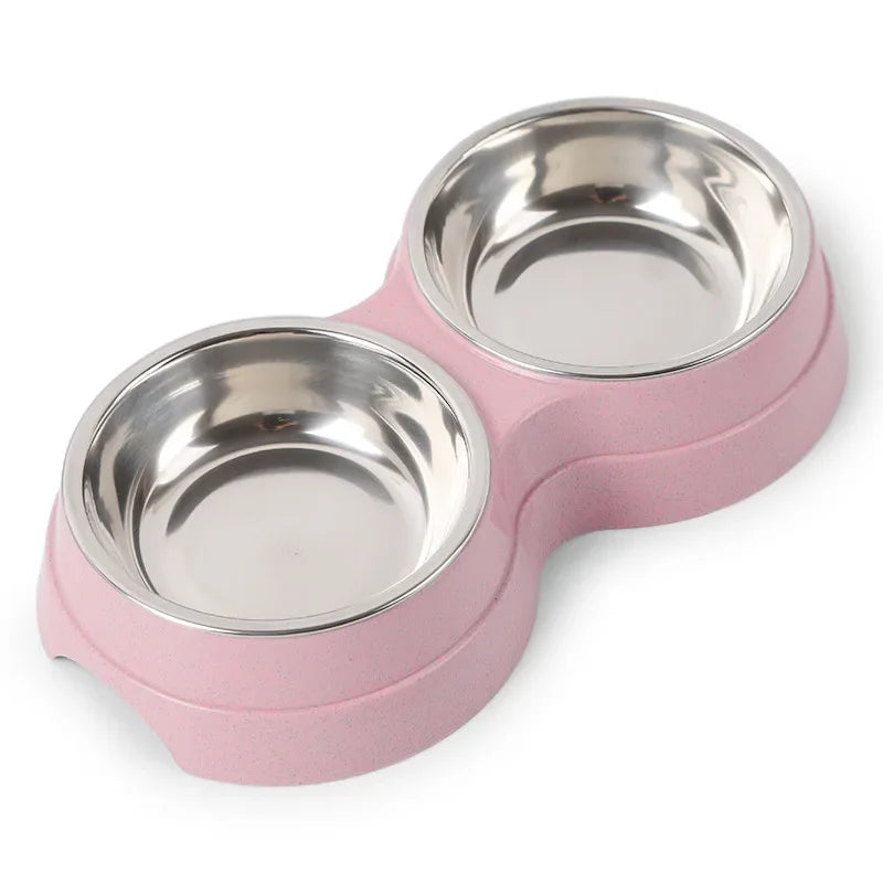 Double Pet Bowls for Cats & Dogs – Stainless Steel Food & Water Feeder – Non-Toxic, Durable, Small Pet Feeding Dish