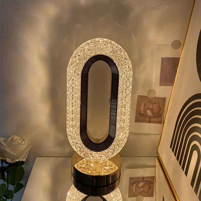 Crystal Rechargeable LED Bedside Lamp – Wireless Ambient Mood Light for Bedroom, Living Room & Gifts