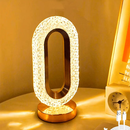 Crystal Rechargeable LED Bedside Lamp – Wireless Ambient Mood Light for Bedroom, Living Room & Gifts