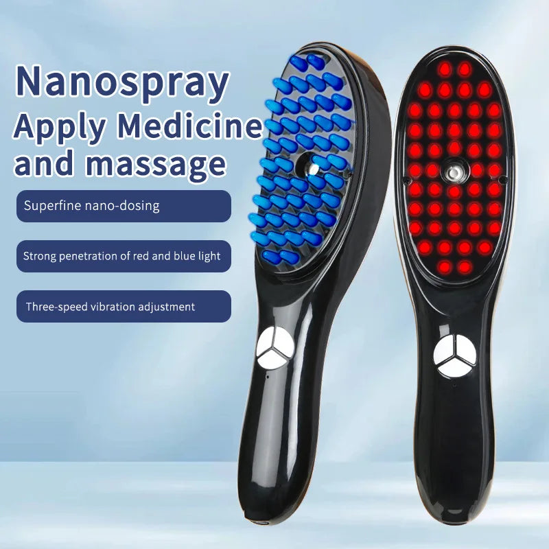 Electric Spray Massage Comb – Anti-Hair Loss Scalp Massager with Vibration, LED Therapy & Nano Atomization