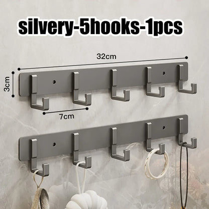 Wall Mounted Coat Rack with Black Hooks – Heavy Duty Towel & Robe Hanger for Bathroom, Kitchen & Entryway