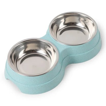 Double Pet Bowls for Cats & Dogs – Stainless Steel Food & Water Feeder – Non-Toxic, Durable, Small Pet Feeding Dish