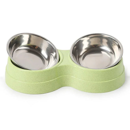 Double Pet Bowls for Cats & Dogs – Stainless Steel Food & Water Feeder – Non-Toxic, Durable, Small Pet Feeding Dish
