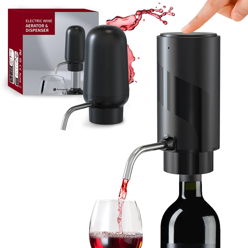 Rechargeable Automatic Wine Aerator & Dispenser – One-Touch Electric Wine Decanter for Smooth Pouring
