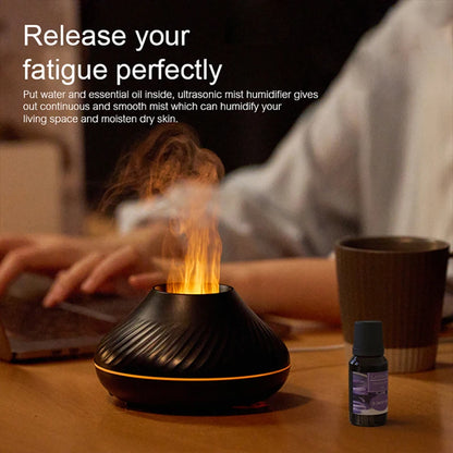 Volcanic Flame Essential Oil Diffuser – 130ml USB Aroma Humidifier with LED Night Light