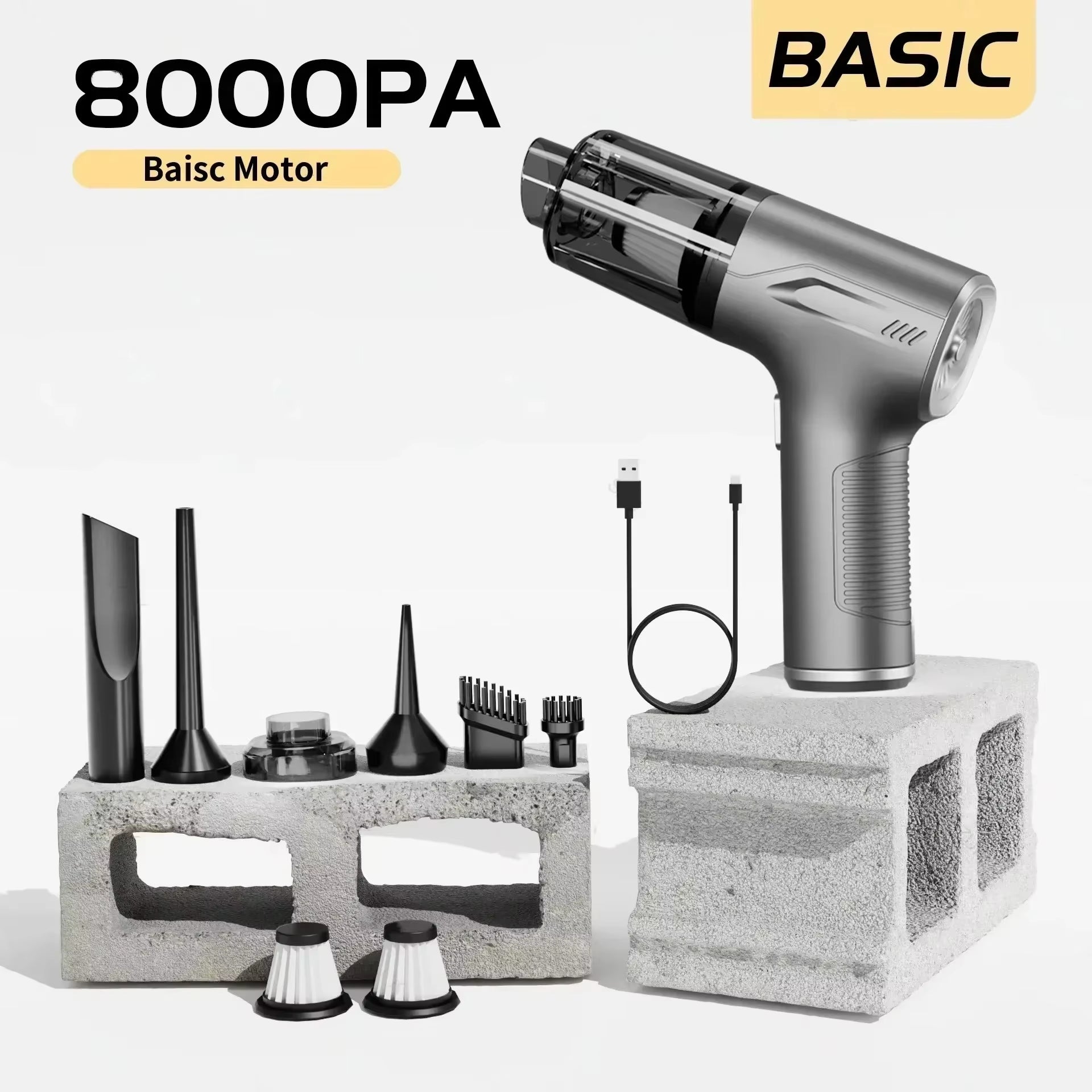 98000PA Mini Car Vacuum Cleaner – Wireless, Powerful Handheld Cleaner & Air Blower for Car and Home