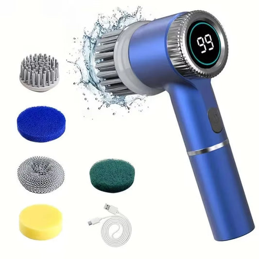 Wireless Electric Cleaning Brush Cordless Spin Scrubber with 4 Brush Heads 