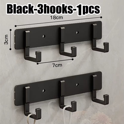 Wall Mounted Coat Rack with Black Hooks – Heavy Duty Towel & Robe Hanger for Bathroom, Kitchen & Entryway