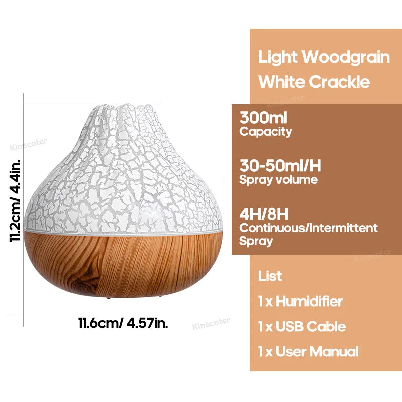 Volcano Air Humidifier 300ml – USB Cool Mist Diffuser with Ambient Night Light