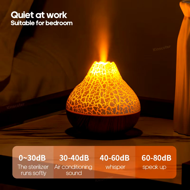 Volcano Air Humidifier 300ml – USB Cool Mist Diffuser with Ambient Night Light