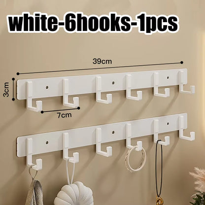 Wall Mounted Coat Rack with Black Hooks – Heavy Duty Towel & Robe Hanger for Bathroom, Kitchen & Entryway