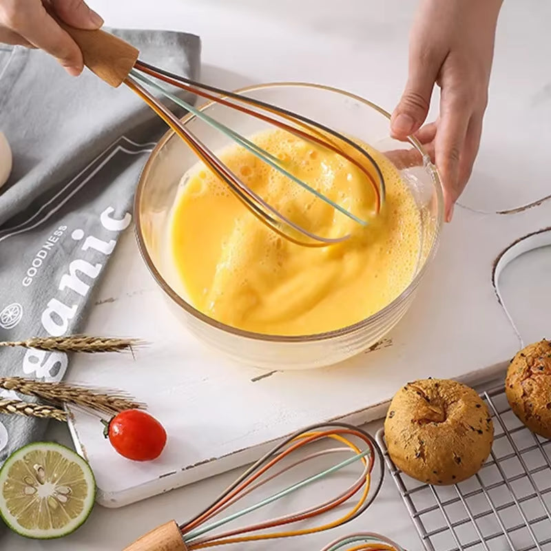 Stainless Steel Rotary Whisk with Beech Wood Handle – Semi-Automatic Hand Mixer G041