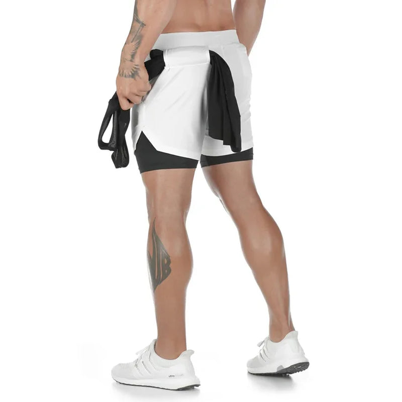 Men’s 2-in-1 Camo Running Shorts | Quick Dry Gym Fitness Workout Shorts