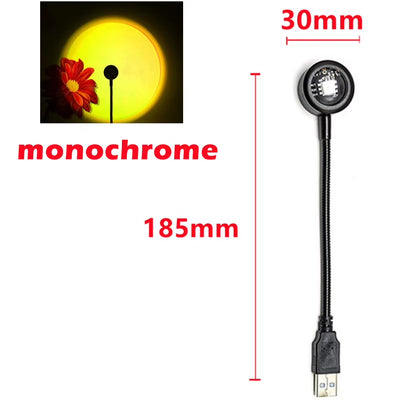 Rnntuu USB Sunset Lamp Projector – 360° Rotating LED Mood Light for Home Decor & Photography**