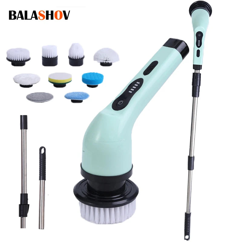 9-in-1 Electric Spin Cleaning Brush with LED Display for Home & Car
