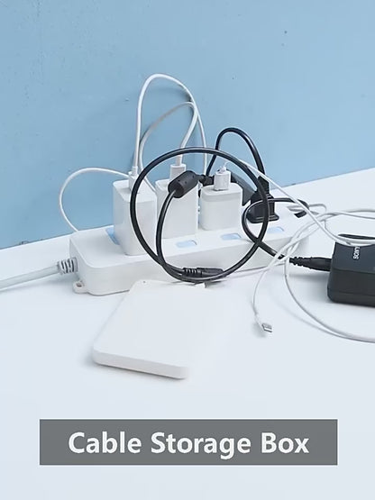 Elegant Bamboo Cable Management Box with Wire Organizer and Power Cord Storage for Desk, Home, or Office